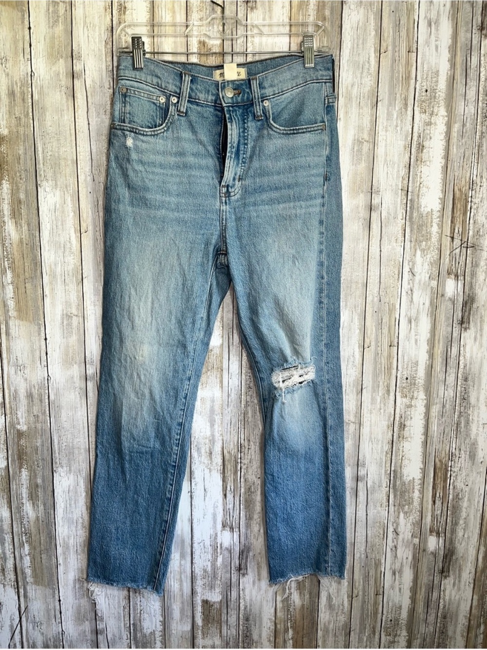 Madewell The Perfect Vintage Jean 26 High Rise Straight Distressed Raw Hem - Picture 2 of 8